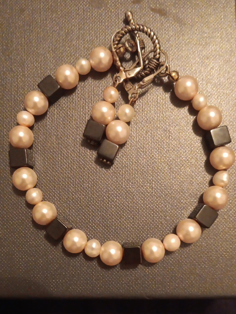 Freshwater Pearl, Hematite, & Bead Toggle Bracelet - Women Jewelry
